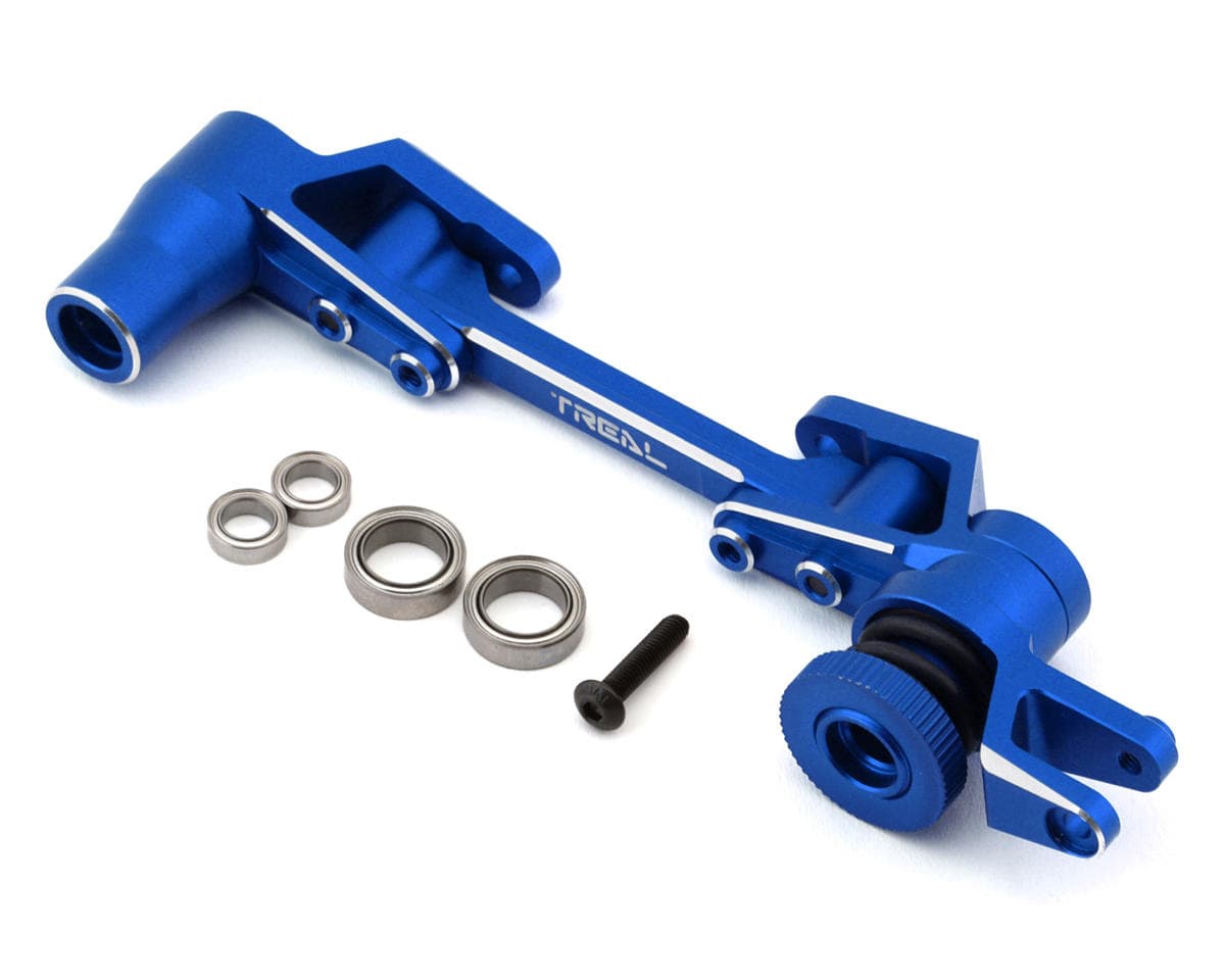 Treal Hobby Aluminum Servo Saver Steering Bellcrank Set for Traxxas Maxx (Blue)