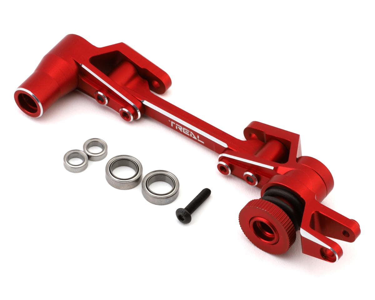 Treal Hobby Aluminum Servo Saver Steering Bellcrank Set for Traxxas Maxx (Red)
