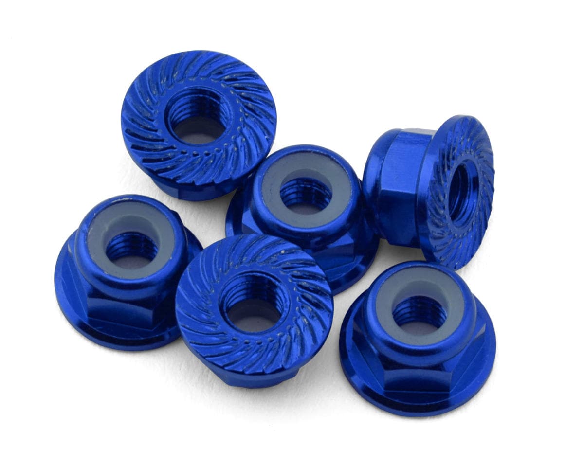 175RC Team Associated RC10B74.2D CE Aluminum Serrated Locking Wheel Nuts (Blue) (6)