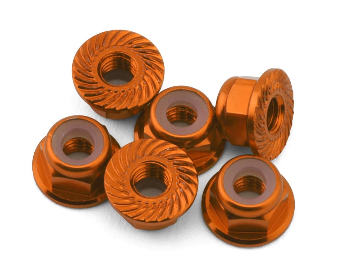 175RC Team Associated RC10B74.2D CE Aluminum Serrated Locking Wheel Nuts (Orange) (6)