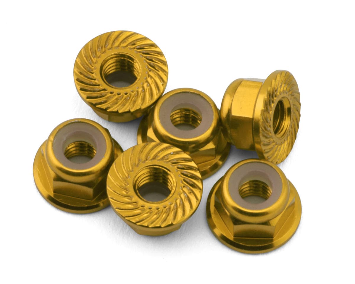 175RC Team Associated RC10B74.2D CE Aluminum Serrated Locking Wheel Nuts (Gold) (6)
