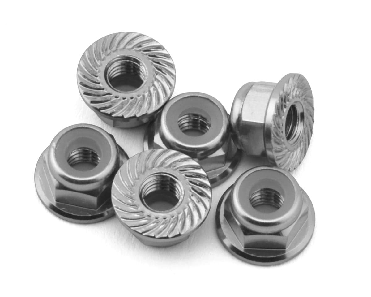 175RC Team Associated RC10B74.2D CE Aluminum Serrated Locking Wheel Nuts (Silver) (6)