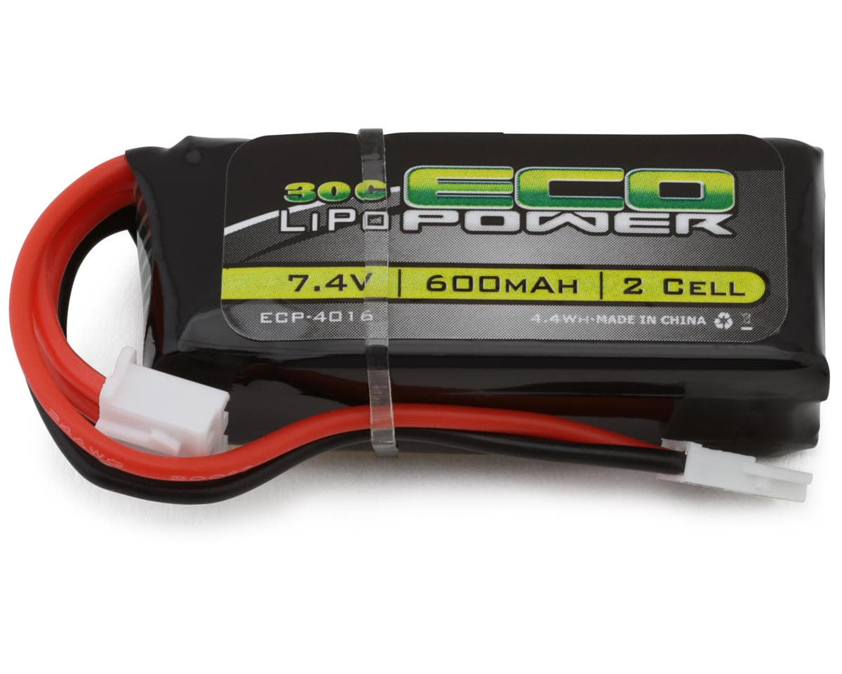 EcoPower 2S 30C LiPo Battery w/Molex Connector (7.4V/600mAh) (Fits: Furitek™ FX118/CR-18P)