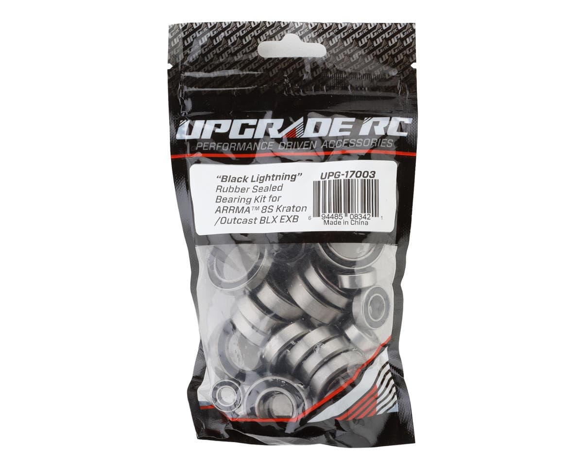 UpGrade RC "Black Lightning" Rubber Sealed Bearing Kit for Arrma® 8S BLX EXB Kraton®/Outcast™