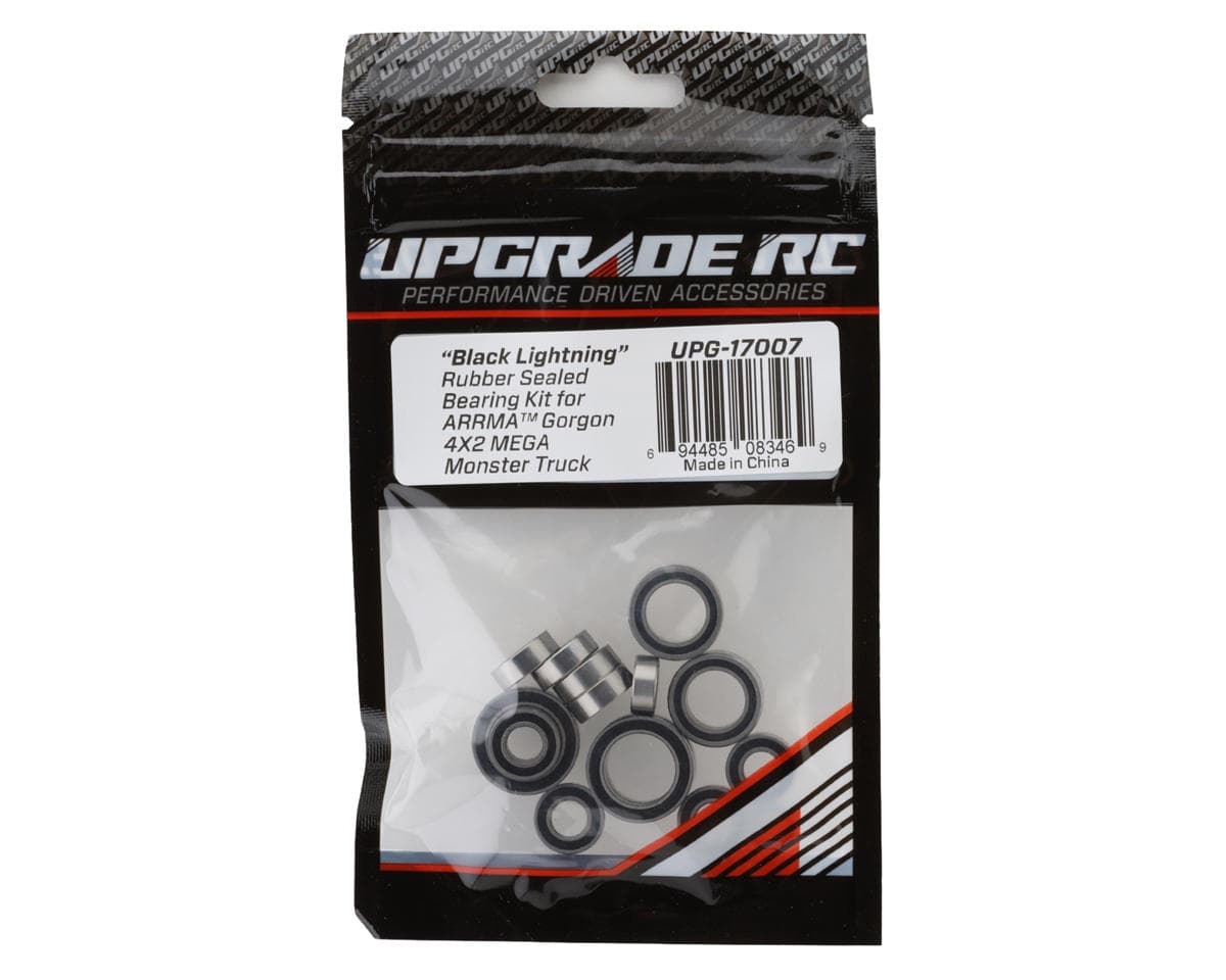 UpGrade RC "Black Lightning" Rubber Sealed Bearing Kit for Arrma® Gorgon™ 4x2 MEGA Monster Truck