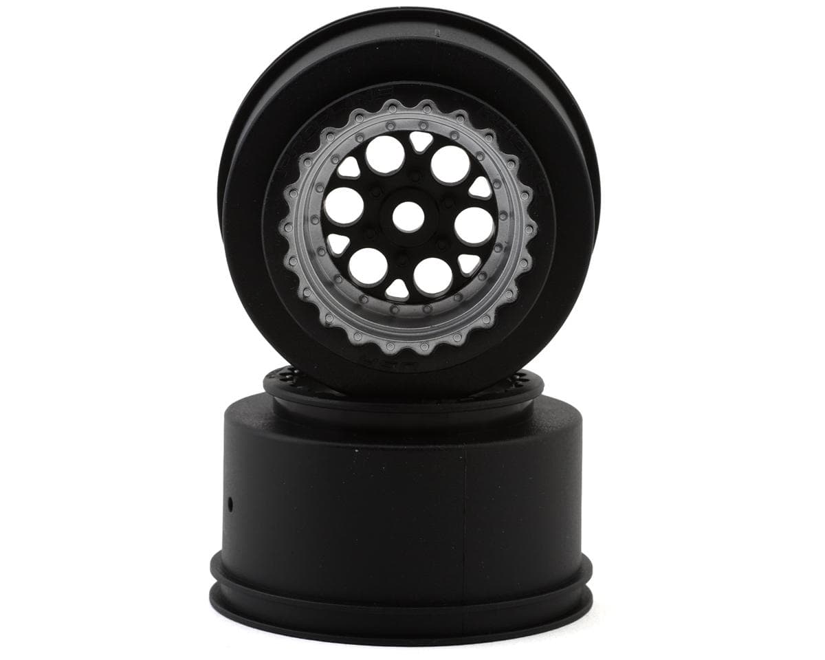 Pro-Line Showtime+ Mini Drag Rear Wheels (Black/Silver) (2)