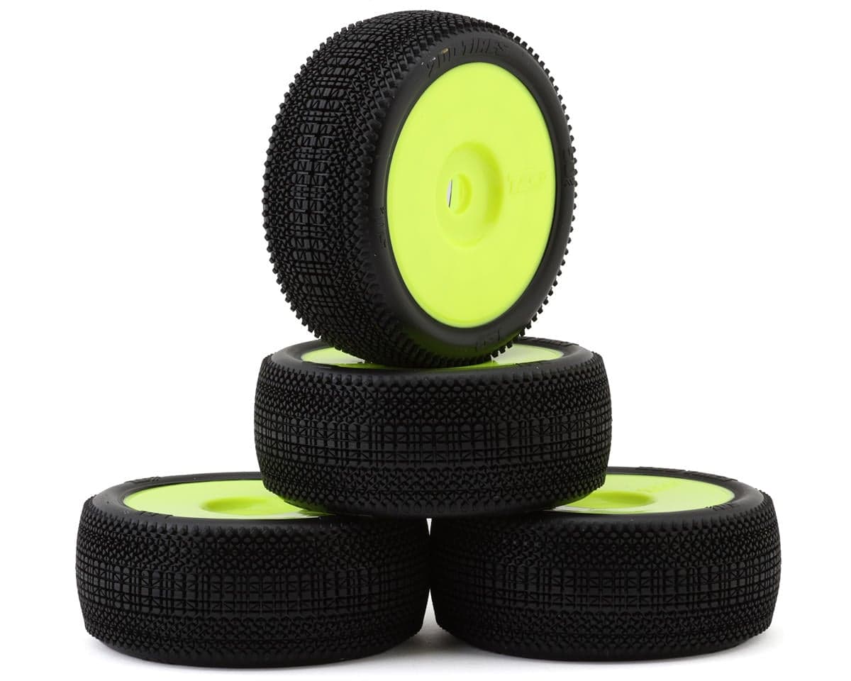TZO Tires 501 1/8 Buggy Pre-Glued Tire Set (Yellow) (4) (Supreme Clay)