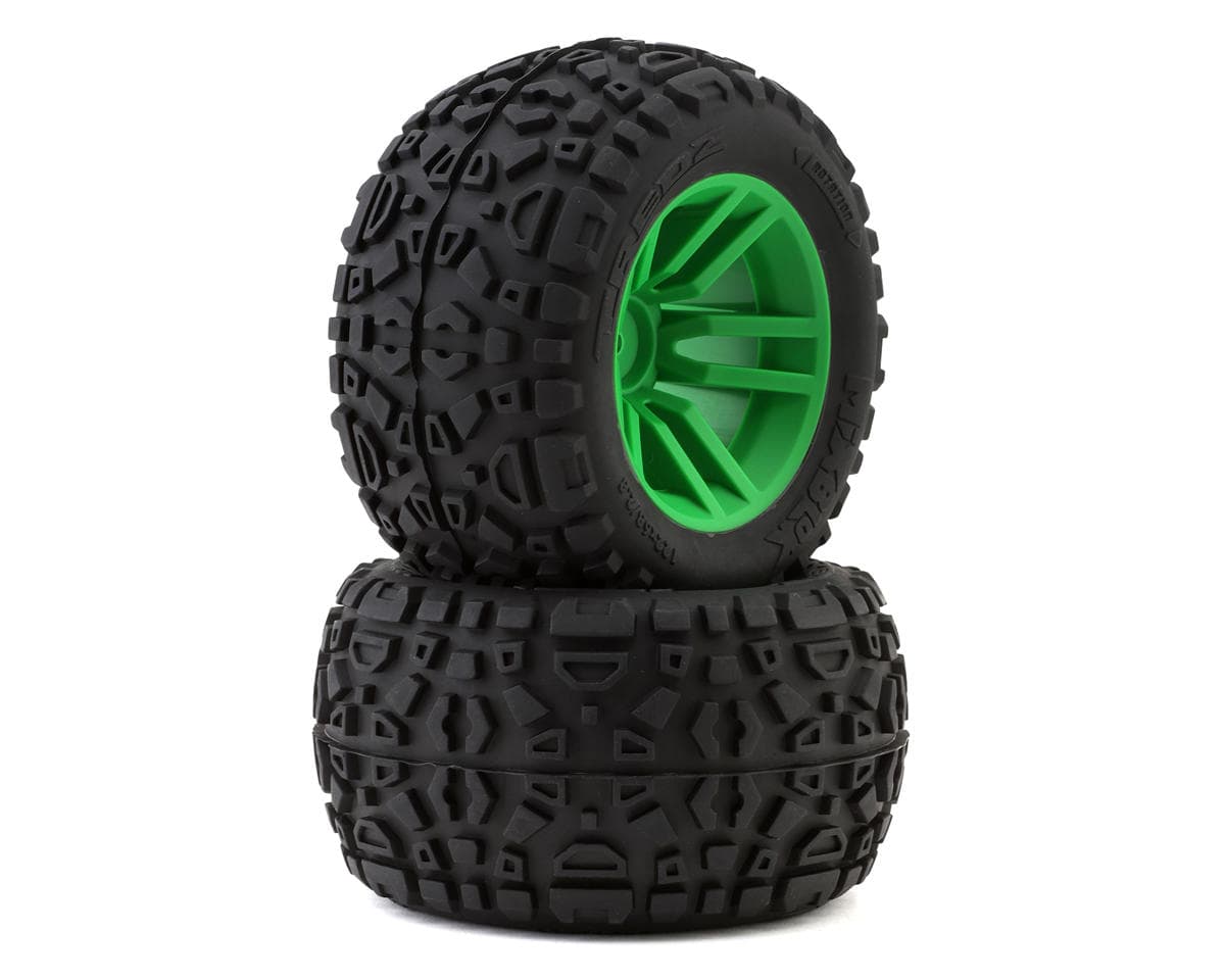 Maverick MixBlok Pre-Mounted Monster Truck Tires (Green) (2) w/14mm Hex
