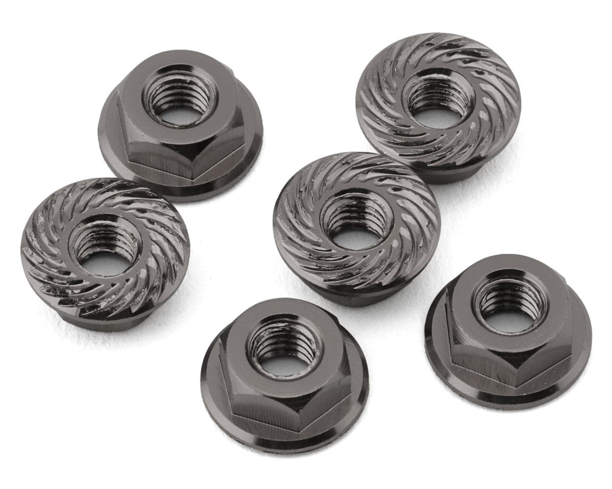 175RC Associated RC10B7 Serrated Wheel Nuts (Grey) (6)
