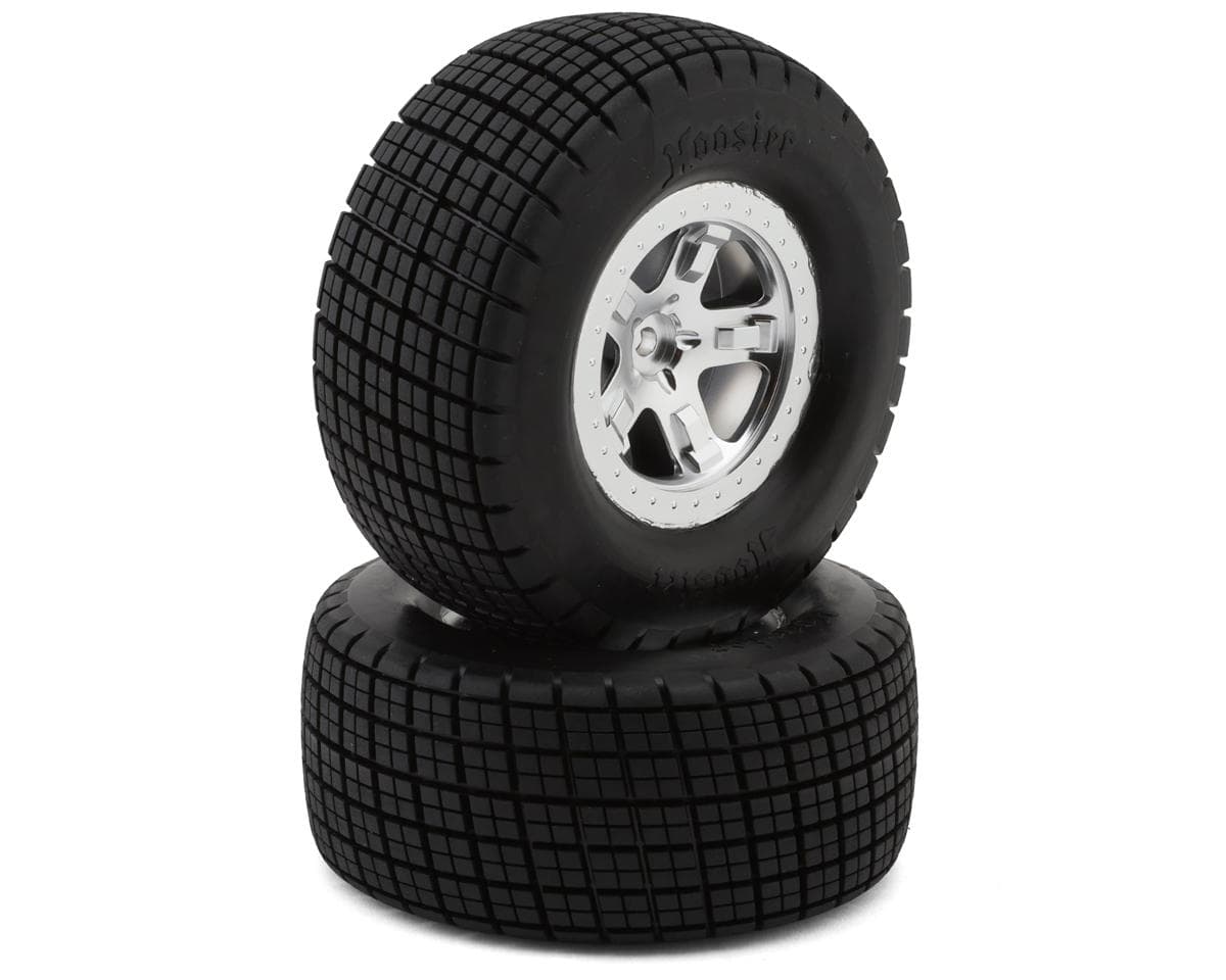 Traxxas Slash® Modified Hoosier® Dual Profile 2.2/3.0" Pre-Mounted Dirt Oval Tires (Satin Chrome) (2) (Rear) w/12mm Hex