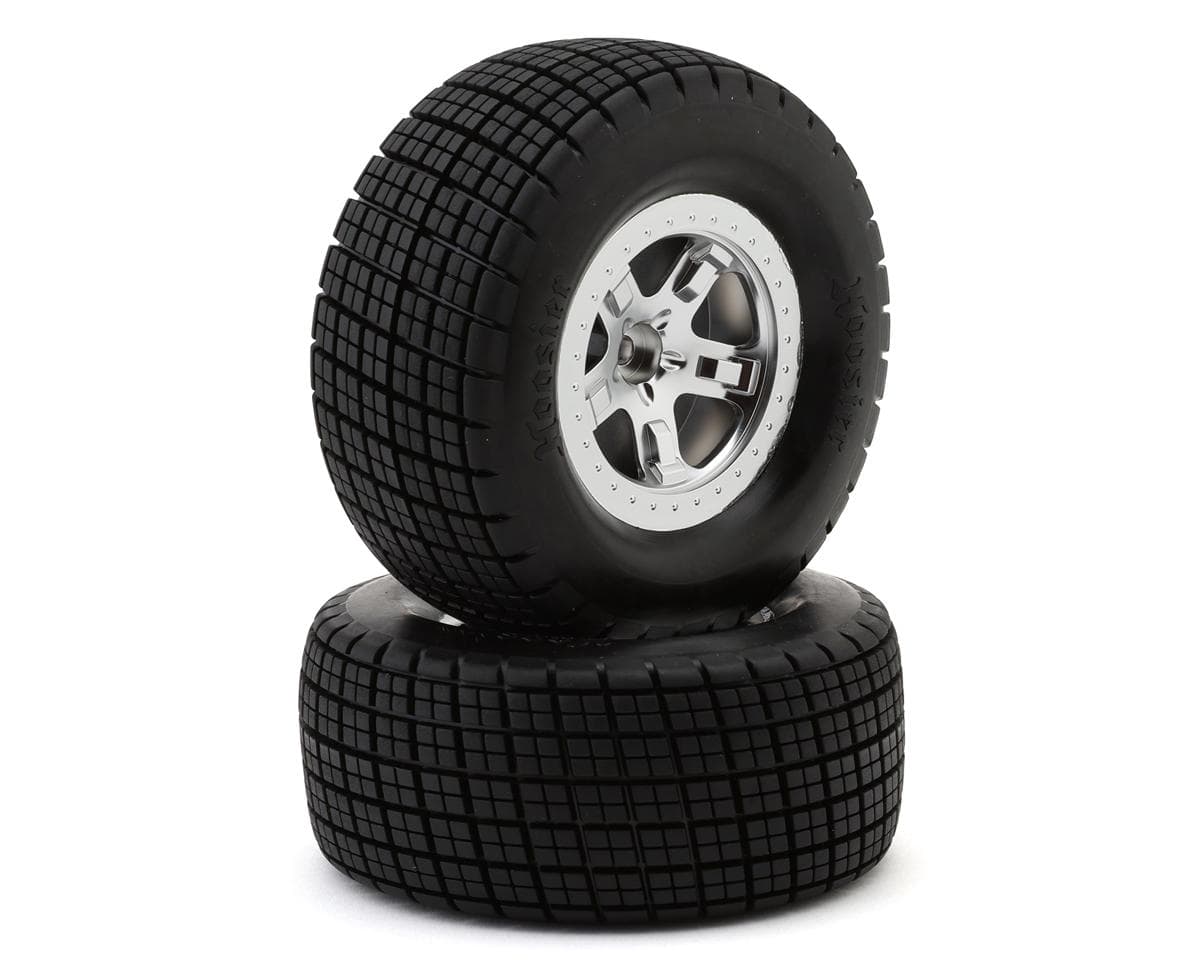 Traxxas Slash® Modified Hoosier® Dual Profile 2.2/3.0" Pre-Mounted Dirt Oval Tires (Satin Chrome) (2) (Front) w/12mm Hex