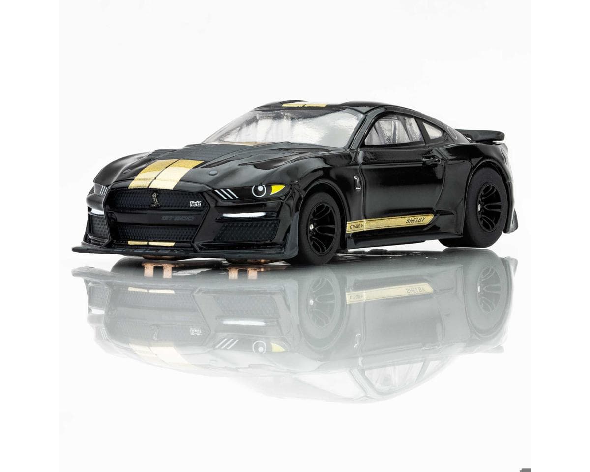 AFX Shelby Mustang GT500H HO Scale Slot Car (Black/Gold) (LWB) (Mega G+)