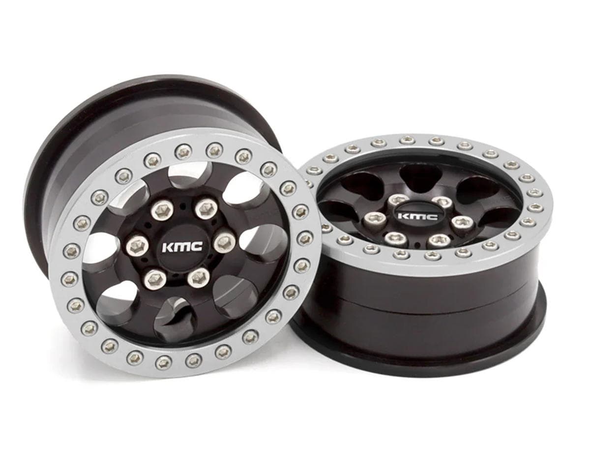 Vanquish Products 1.9" KMC KM237 Riot CNC Aluminum Crawler Beadlock Wheels (Black) (2)