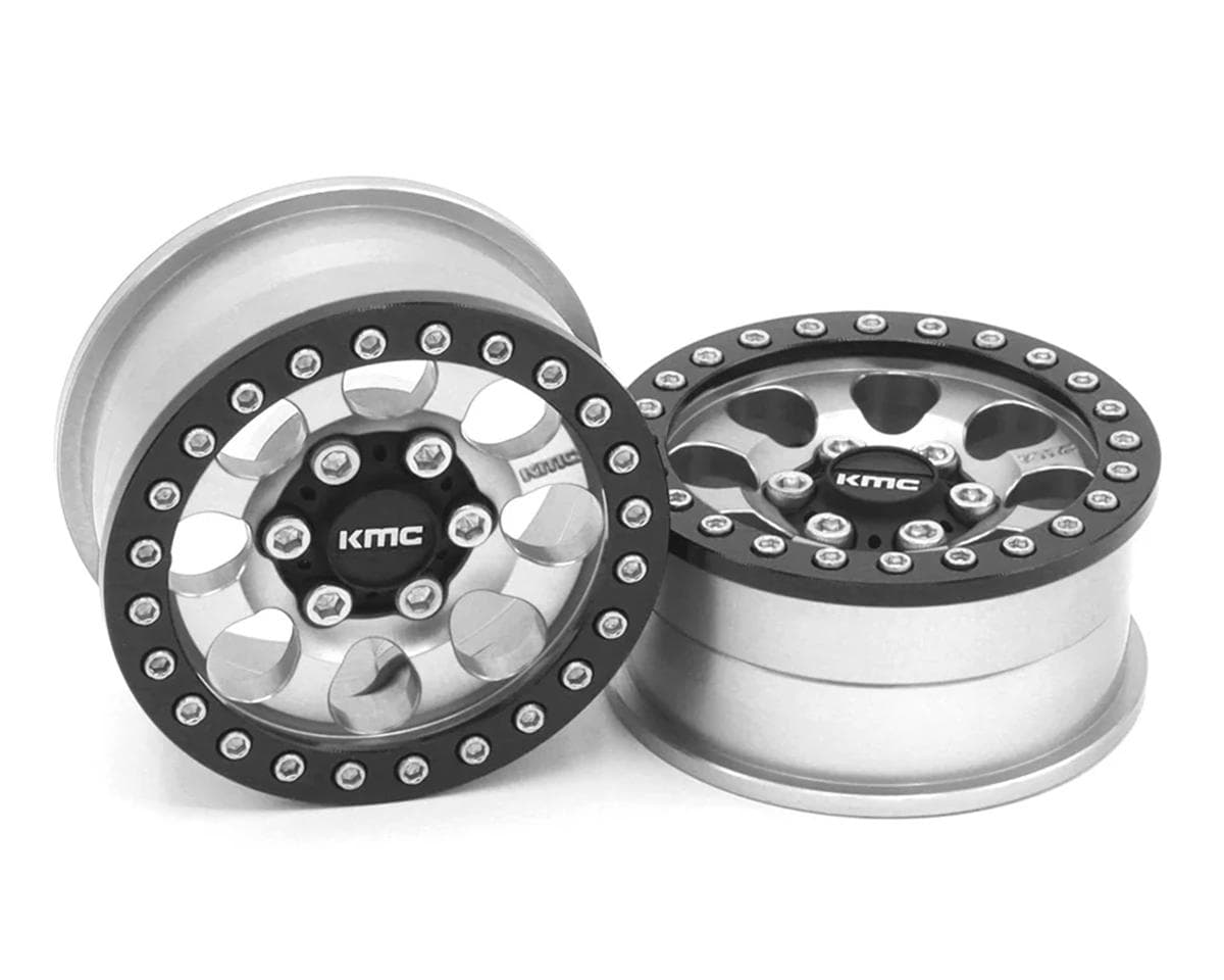 Vanquish Products 1.9" KMC KM237 Riot CNC Aluminum Crawler Beadlock Wheels (Clear Anodized) (2)