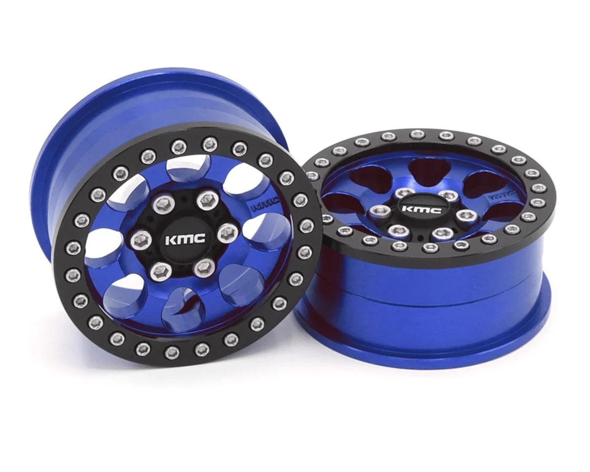 Vanquish Products 1.9" KMC KM237 Riot CNC Aluminum Crawler Beadlock Wheels (Blue) (2)
