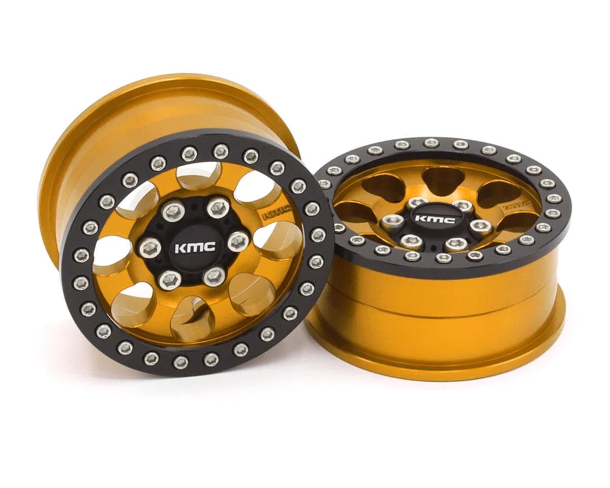 Vanquish Products 1.9" KMC KM237 Riot CNC Aluminum Crawler Beadlock Wheels (Gold) (2)