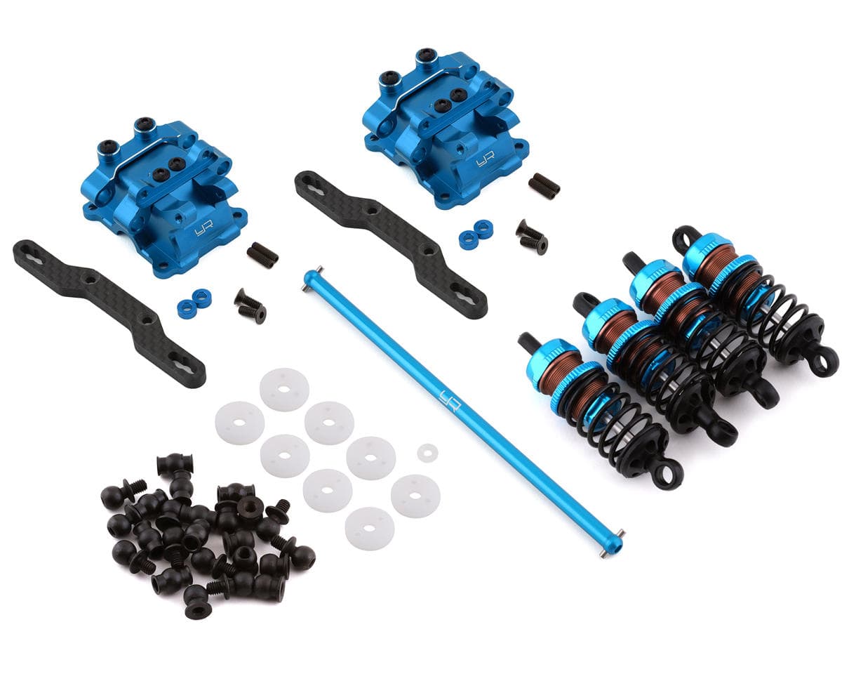 Yeah Racing TT-02 Aluminum Performance Gear Housing & Damper Upgrade Set (Blue) w/Aluminum Main Shaft