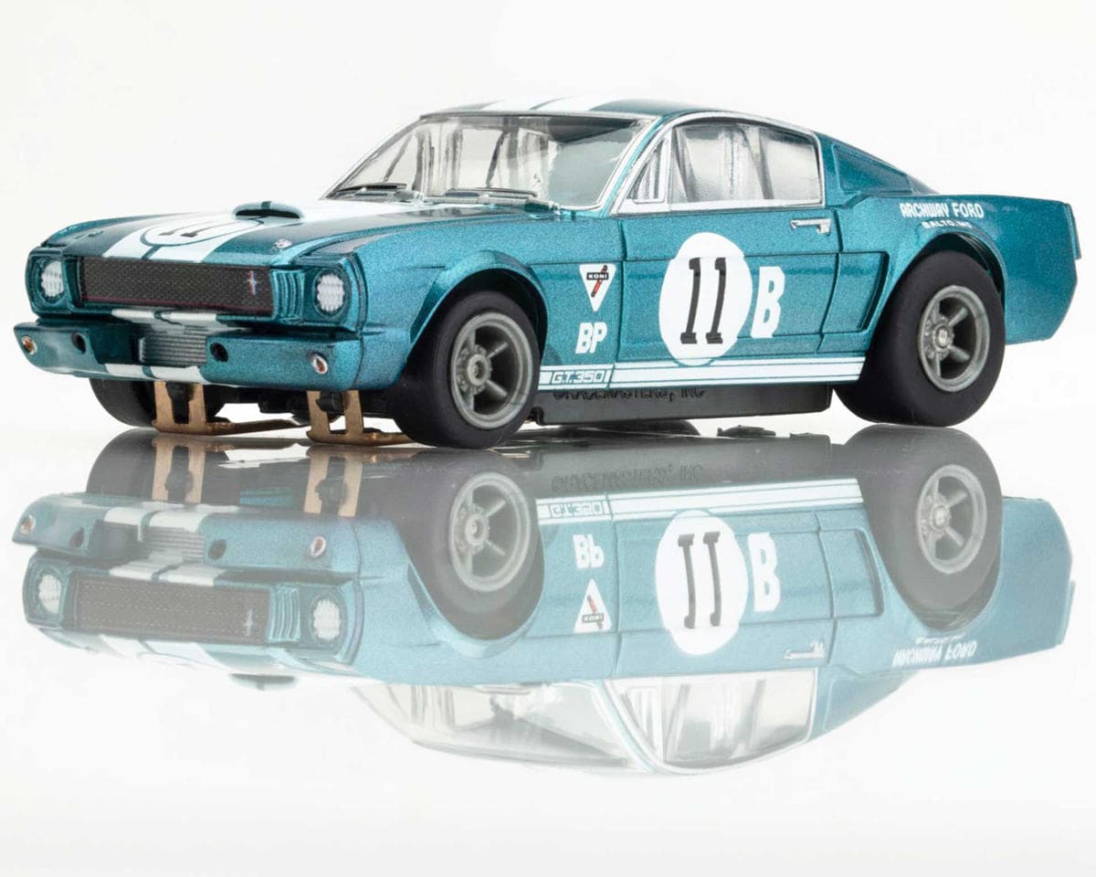 AFX 1965 Donahue Shelby Mustang GT350R HO Scale Slot Car (Blue/White) (LWB) (Mega G+)