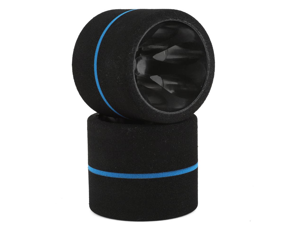Jaco Prism 1/12 Mounted Foam Rear Tires (Black) (2) (Blue Stripe)