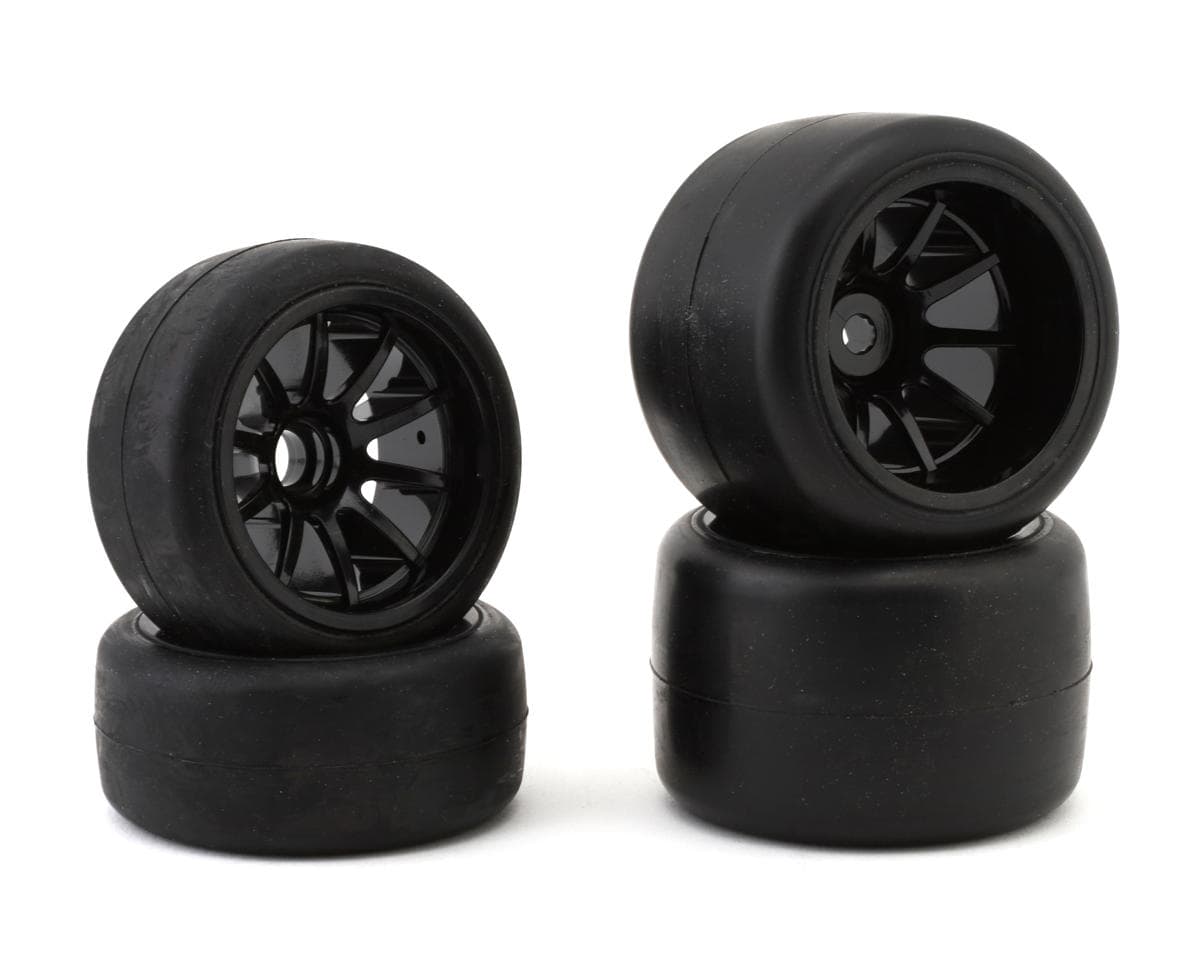 Sweep F1 V6 Pre-Mounted Front & Rear Rubber Tire Set (Black) (4) (X-Hard/Soft)