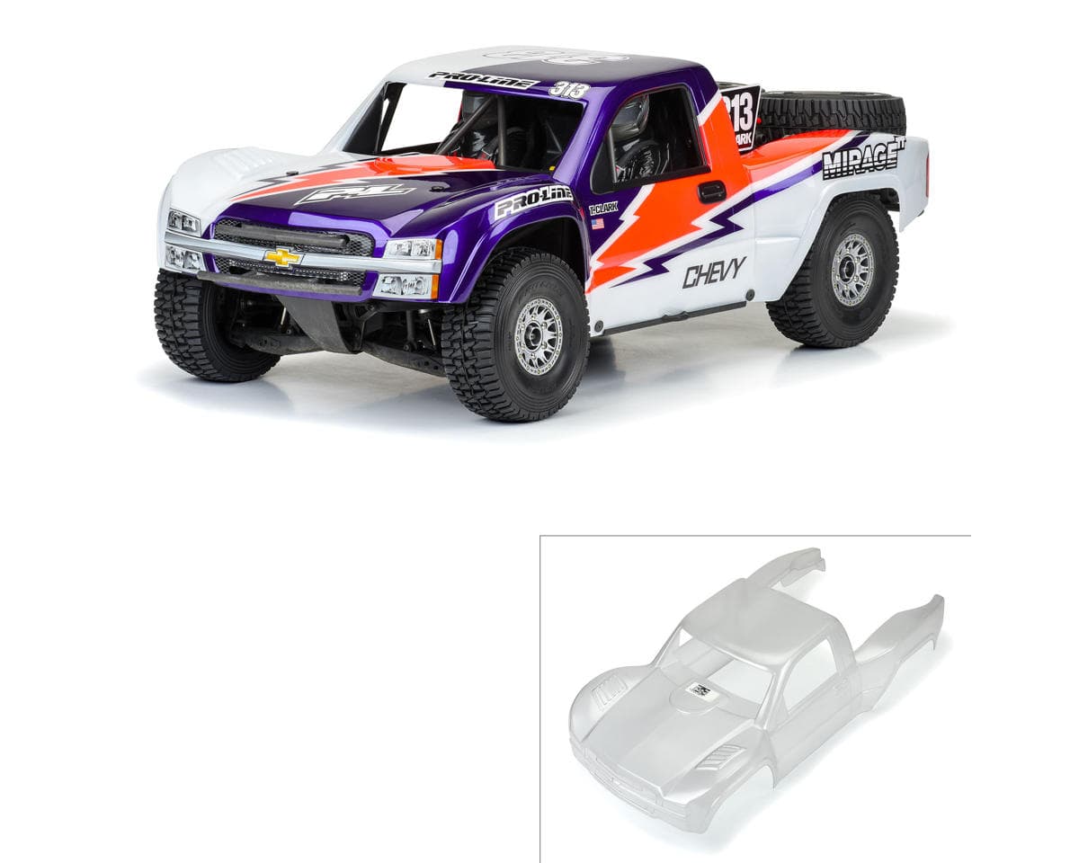 SCRATCH & DENT: Pro-Line 1/7 2007 Chevy Silverado Pre-Trimmed Body (Clear) for Traxxas UDR