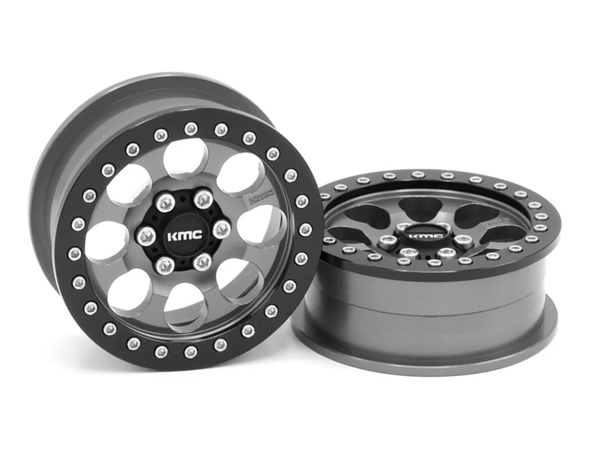 Vanquish Products 2.2" KMC KM237 Riot CNC Aluminum Crawler Beadlock Wheels (Grey) (2)
