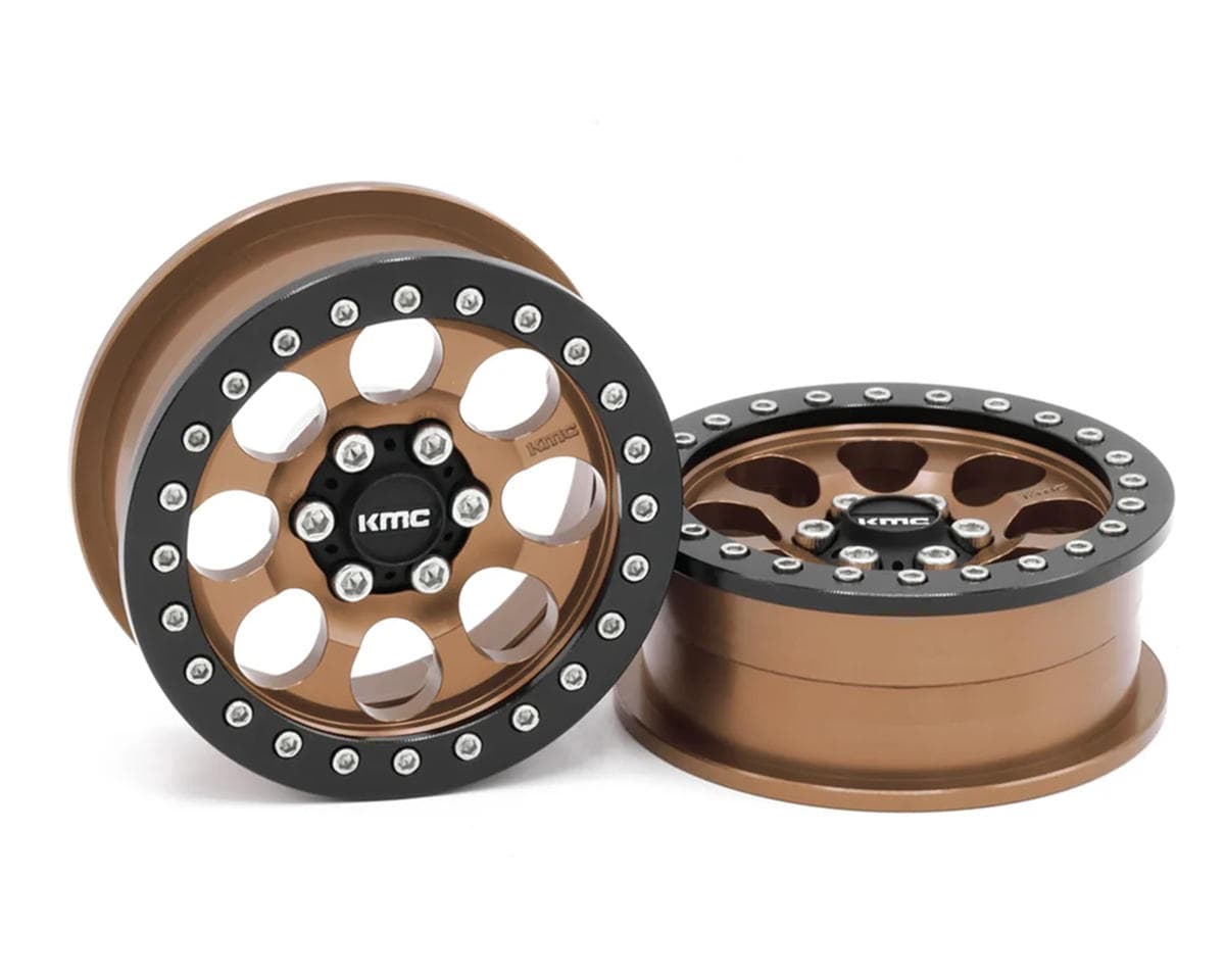 Vanquish Products 2.2" KMC KM237 Riot CNC Aluminum Crawler Beadlock Wheels (Bronze) (2)