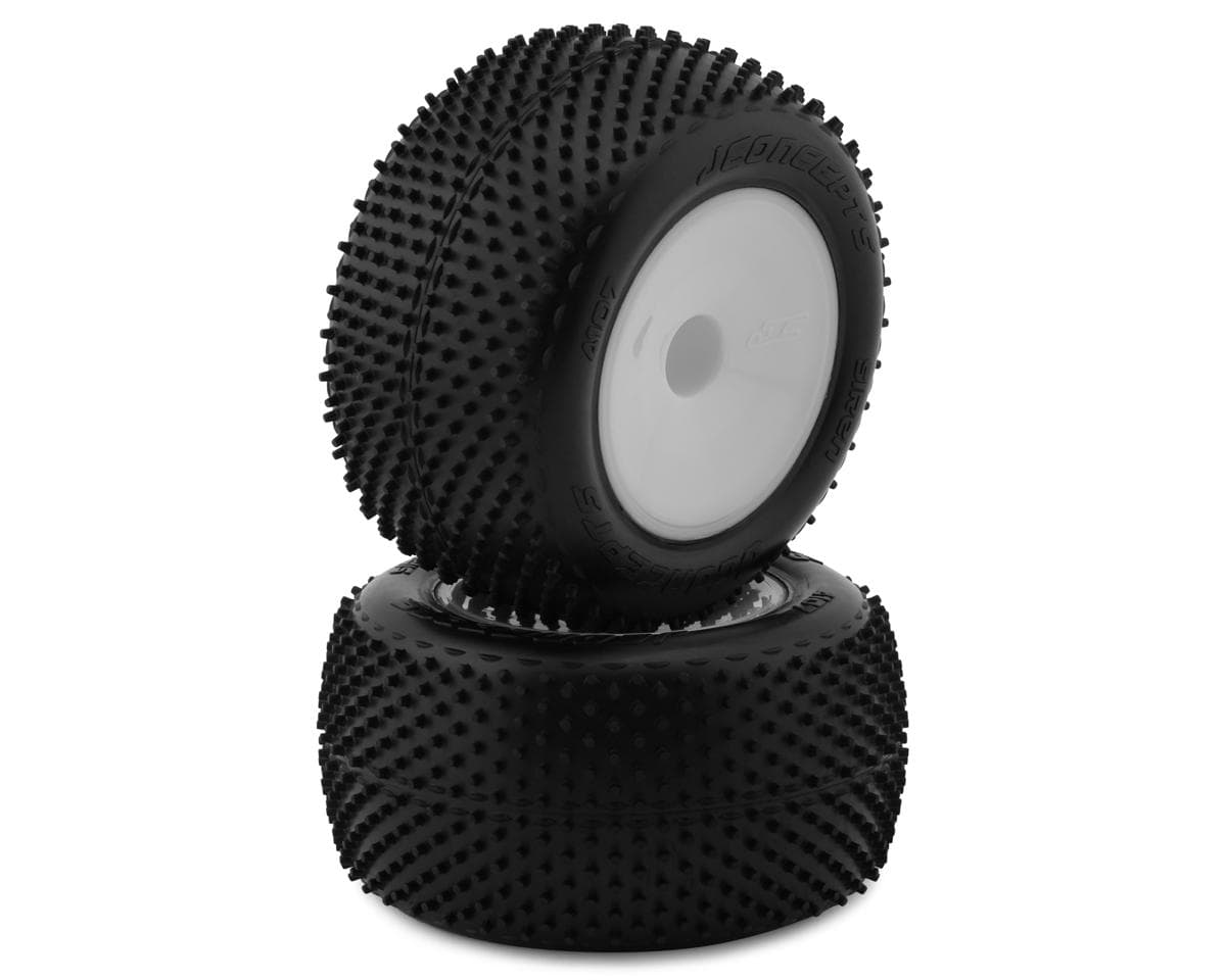 JConcepts 2.2" Siren Pre-Mounted 1/10 Stadium Truck Carpet Tires (White) (2) w/12mm Hex (Pink)