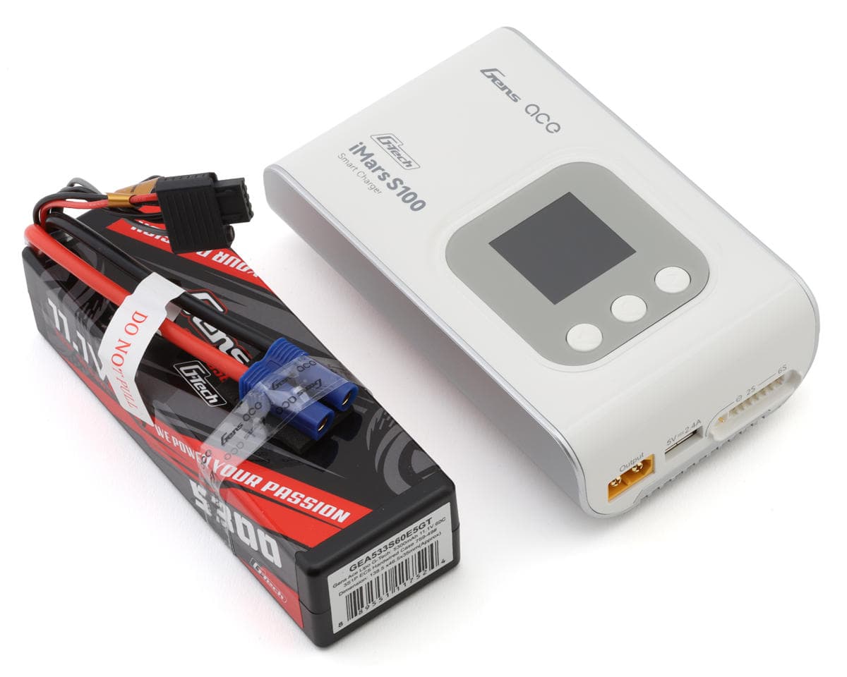 Gens Ace G-Tech Smart 3S Bundle w/3S 60C EC5 LiPo Battery (5300mAh) & iMars S100 Charger
