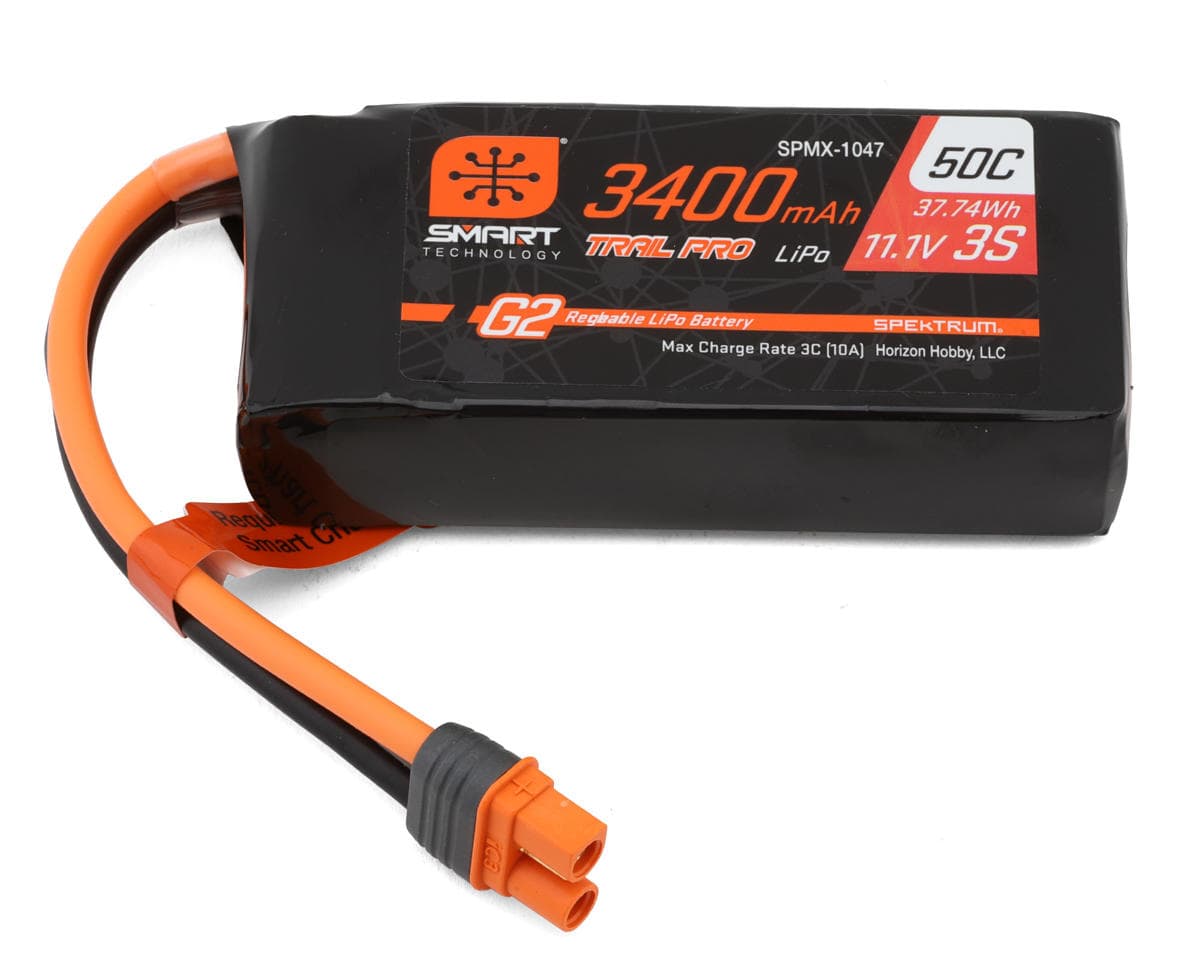 Spektrum RC 3S Smart G2 Trail Pro LiPo 50C Battery Pack (11.1V/3400mAh) w/IC3 Connector