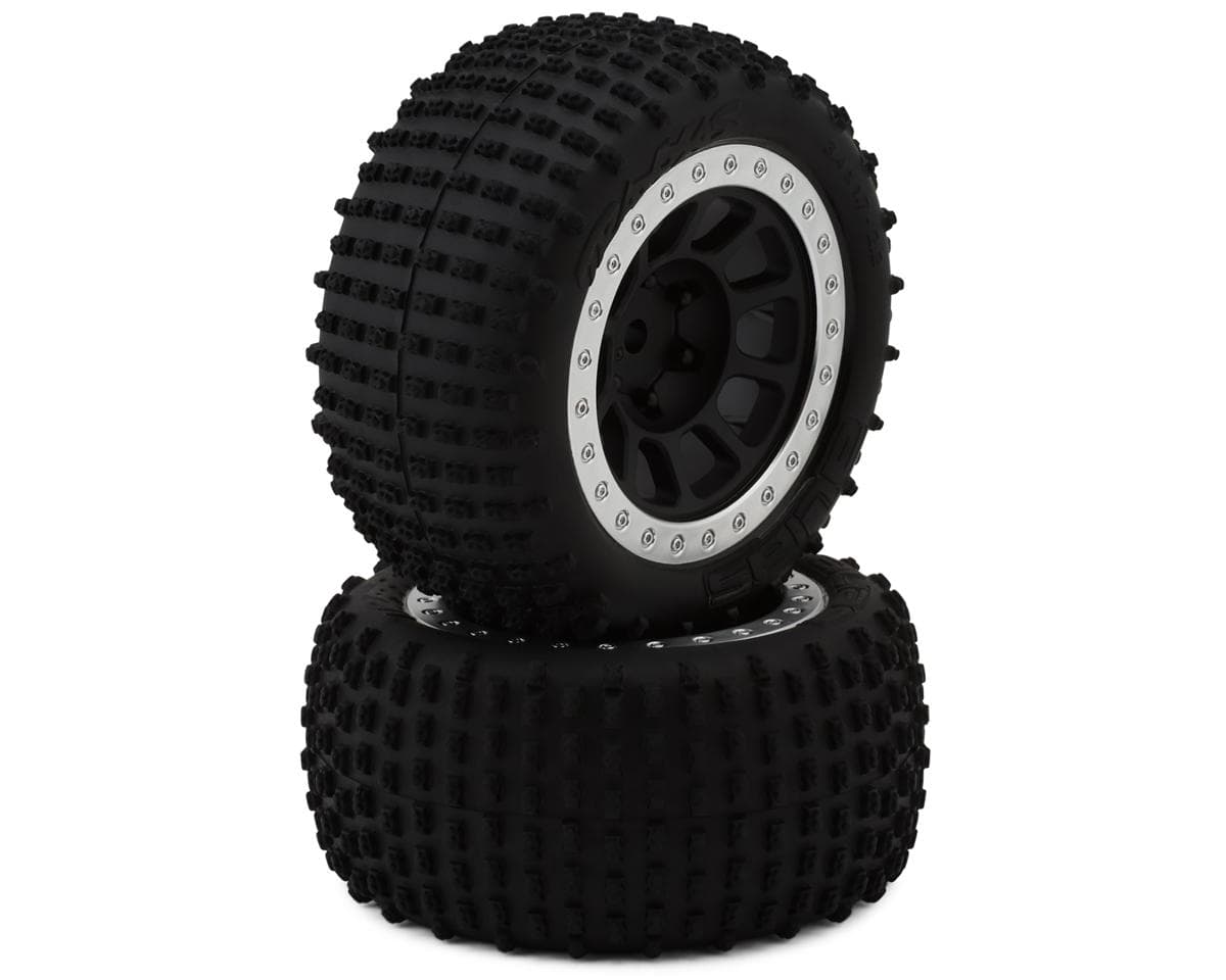 Traxxas Bandit Alias 2.2" Rear Pre-Mounted Tires (Black/Chrome) (2) (Medium) w/Pin Style