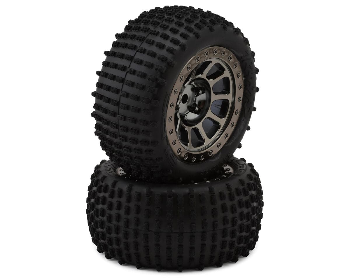 Traxxas Bandit Alias 2.2" Rear Pre-Mounted Tires (Black Satin Chrome) (2) (Medium) w/Pin Style