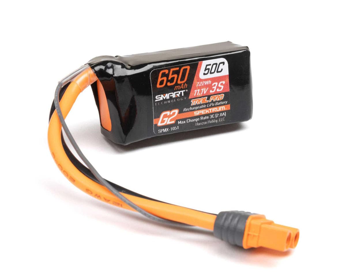 Spektrum RC 3S 50C Smart G2 Trail Pro LiPo Battery Pack (11.1V/650mAh) w/IC2 Connector