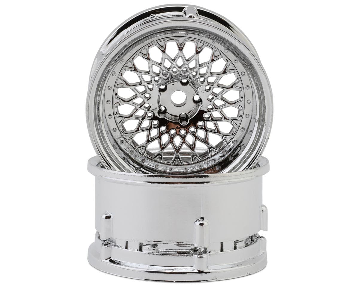 DS Racing Element Mesh 1/10 Drift Wheels (Tri Chrome) (2) (Adjustable Offset) w/12mm Hex