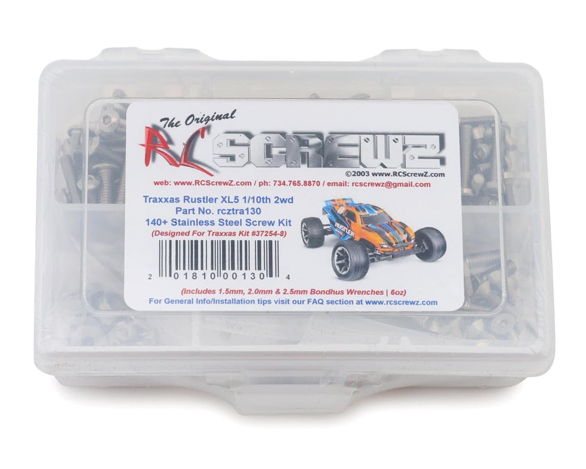 RC Screwz Stainless Steel Screw Kit for Traxxas® Rustler® XL-5 1/10 2WD Stadium Truck (TRA37254-8)