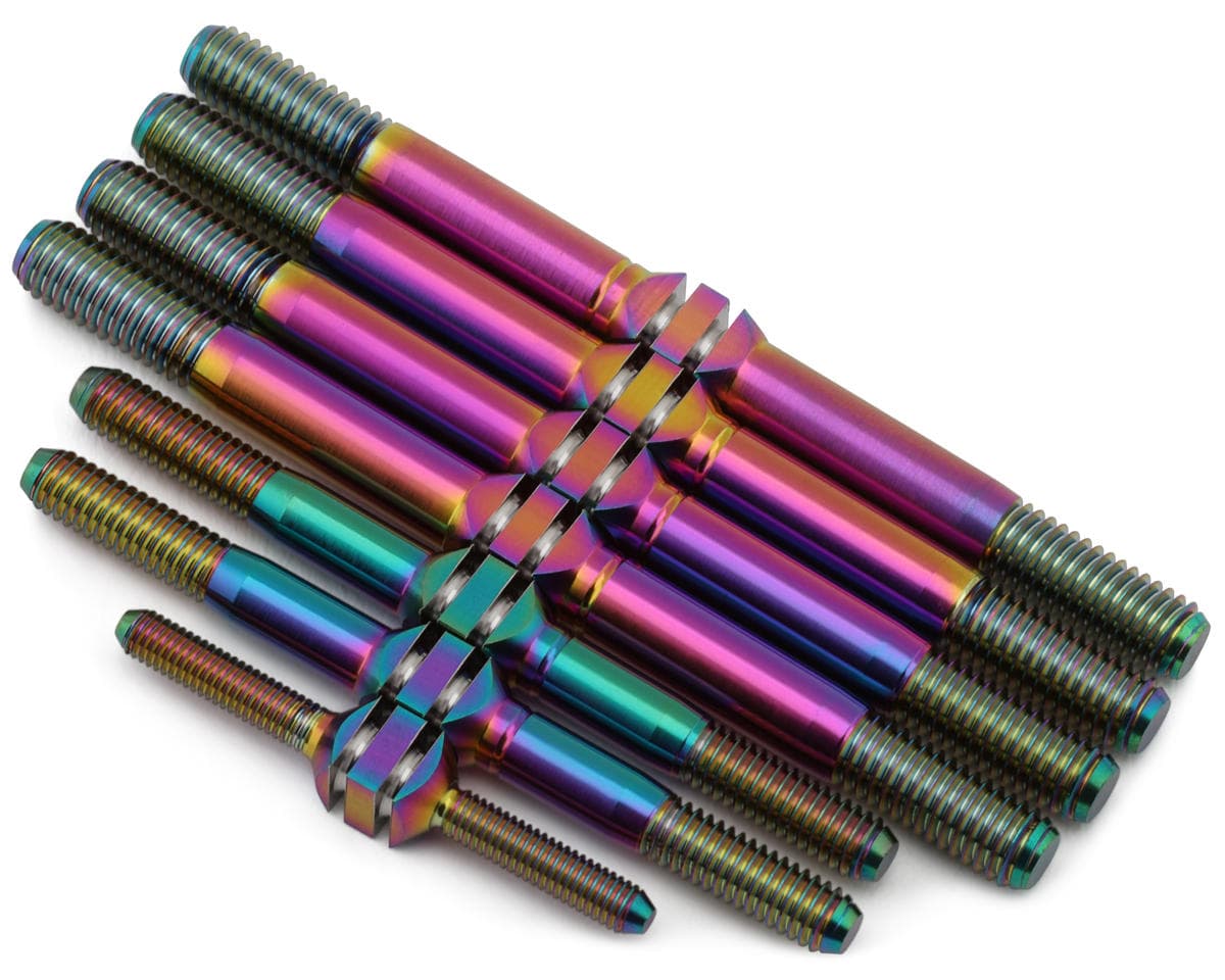 J&T Bearing Co. Tekno NB48/EB48 2.2 Titanium "Milled'' Turnbuckles (Oil Slick) (7)