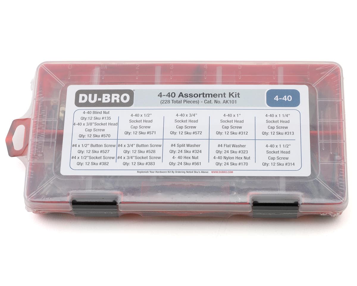 DuBro 4-40 Hardware Assortment Kit (228) w/Screws, Nuts & Washers