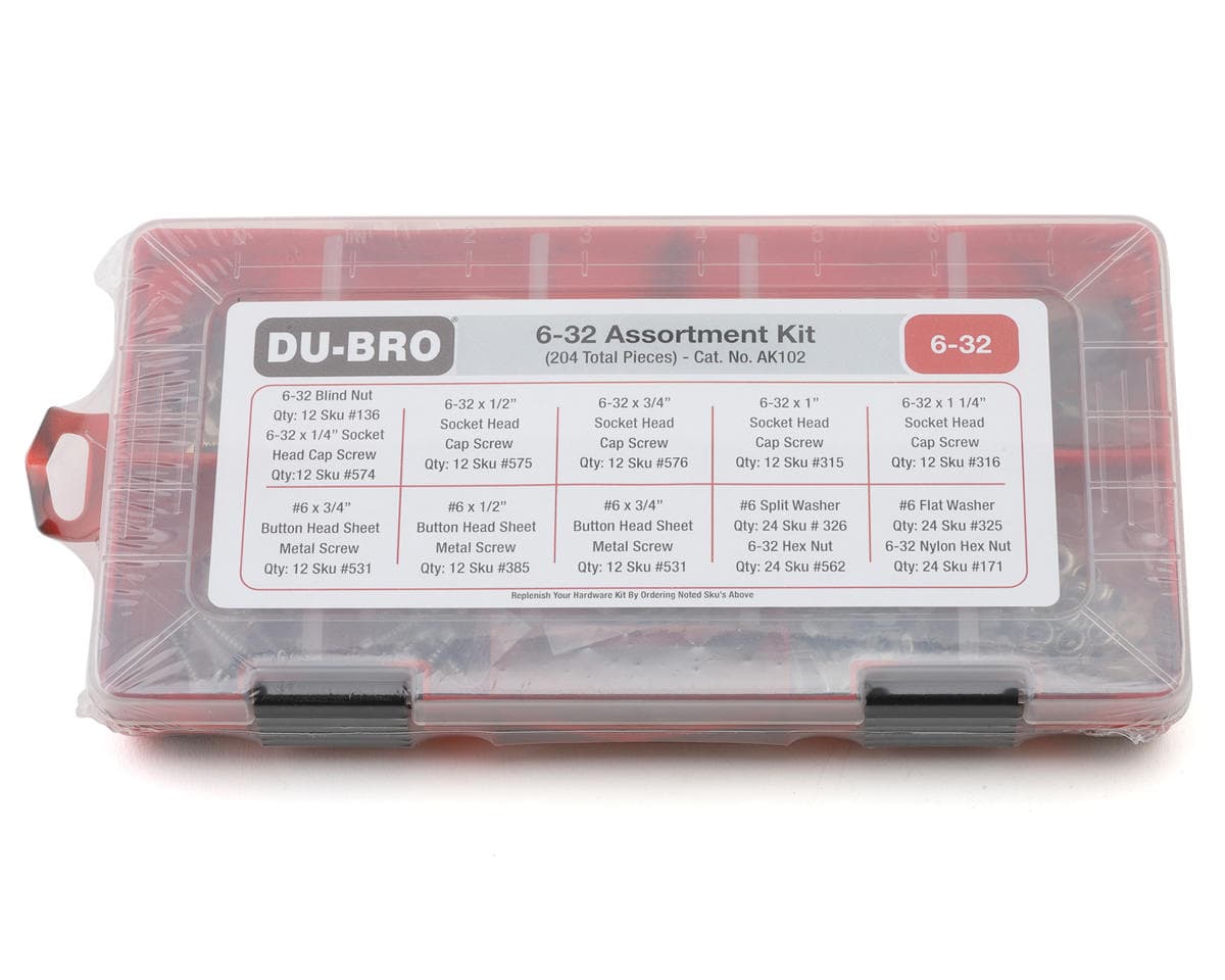 DuBro 6-32 Hardware Assortment Kit (204) w/Screws, Nuts & Washers