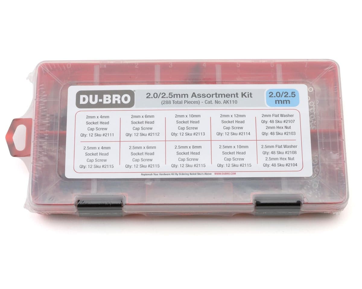 DuBro 2.0/2.5mm Hardware Assortment Kit (288) w/Screws, Nuts & Washers