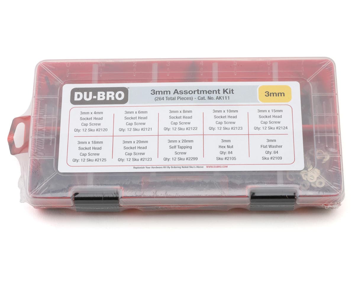 DuBro 3mm Hardware Assortment Kit (264) w/Screws, Nuts & Washers