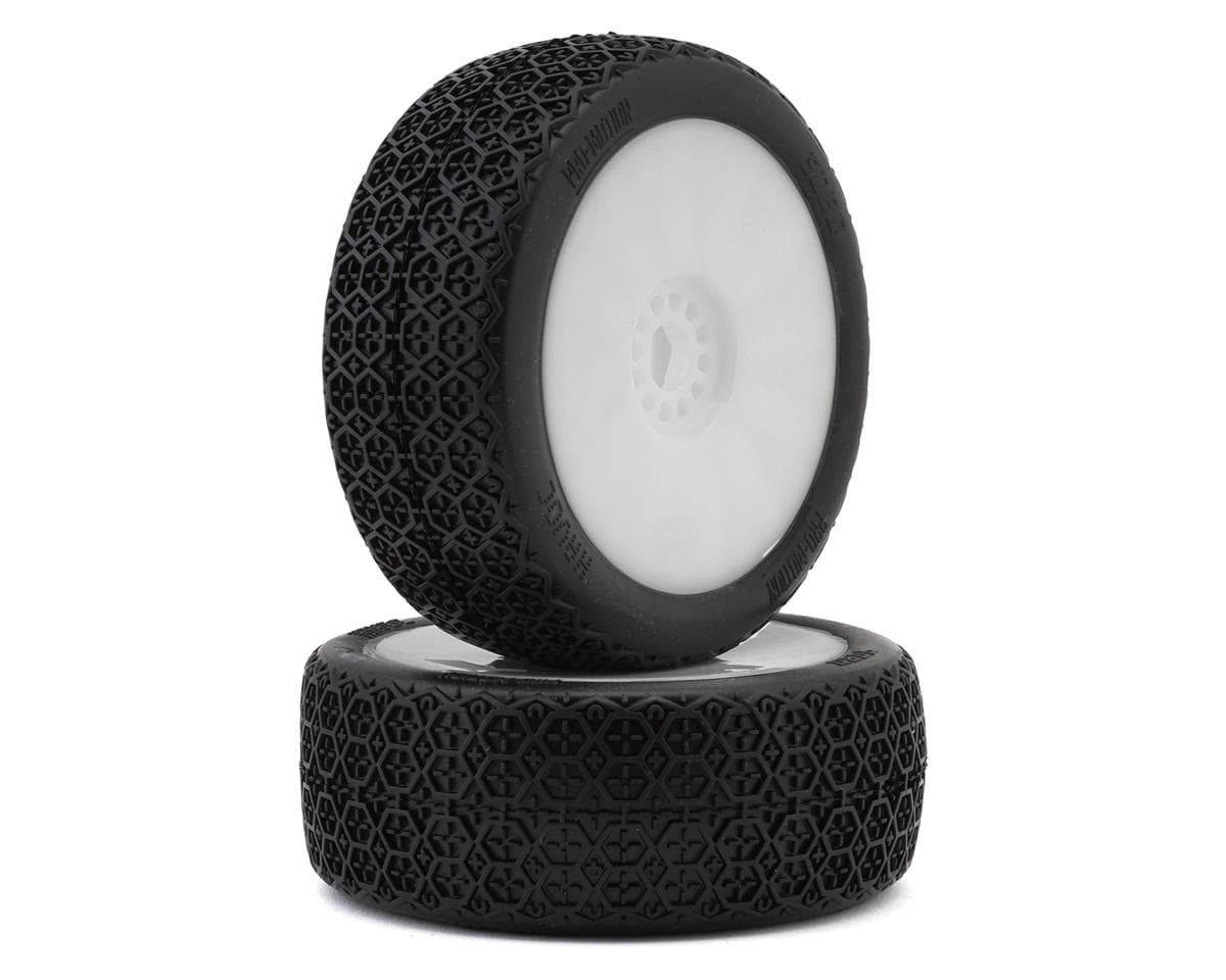 Pro-Motion Havoc 1/8 Buggy Pre-Mount Tires (White) (2) (Super Soft - Long Wear)