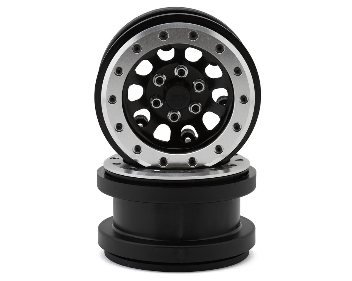 Pro-Line SCX6 2.9” Steelies Stamped Steel Dual Offset Beadlock Wheels (Silver/Black) (2)