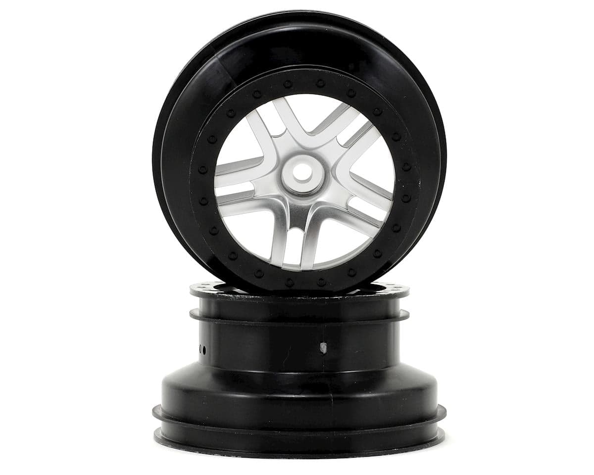 Traxxas Dual Profile Split-Spoke SCT Wheels (Satin Chrome/Black-2) (Slash Rear) 12mm Hex