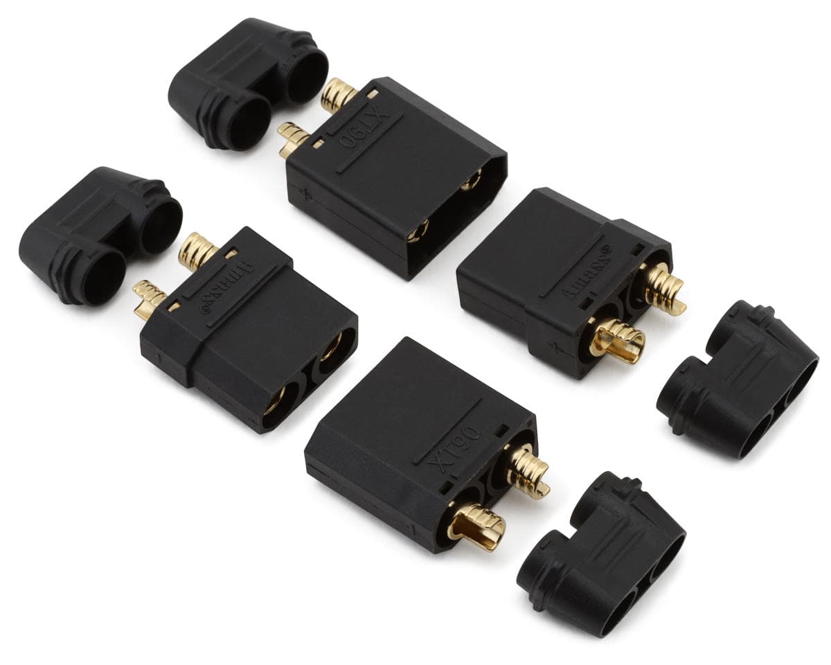 Samix XT90 Connectors (Black) (2 Male/2 Female) w/Wire Covers