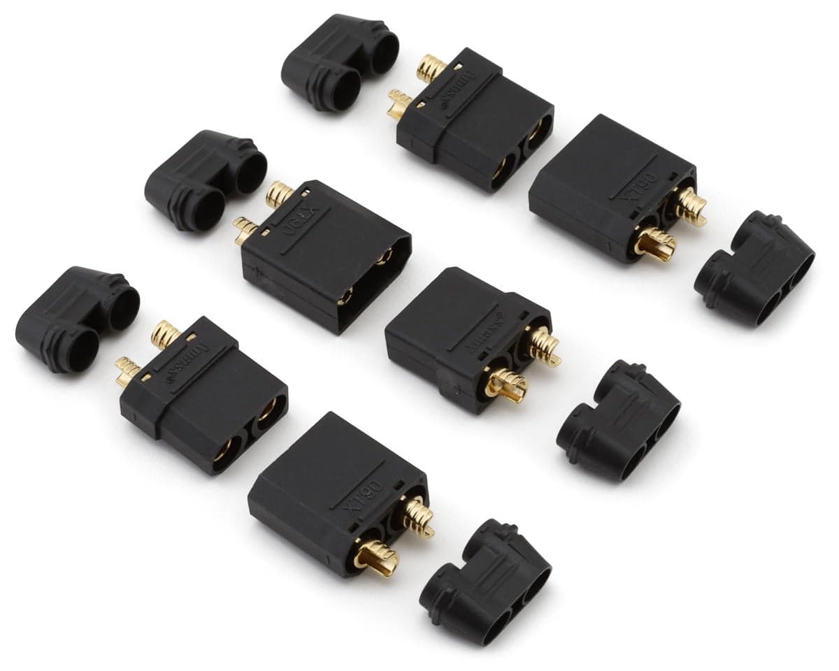 Samix XT90 Connectors (Black) (3 Male/3 Female) w/Wire Covers