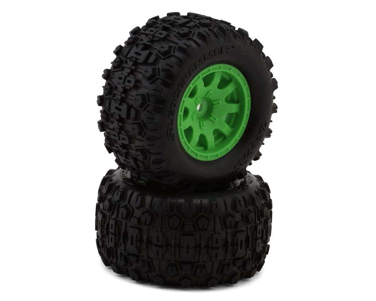 Traxxas Mini Maxx® Sledgehammer Front Pre-Mounted Tires (Green) (2)