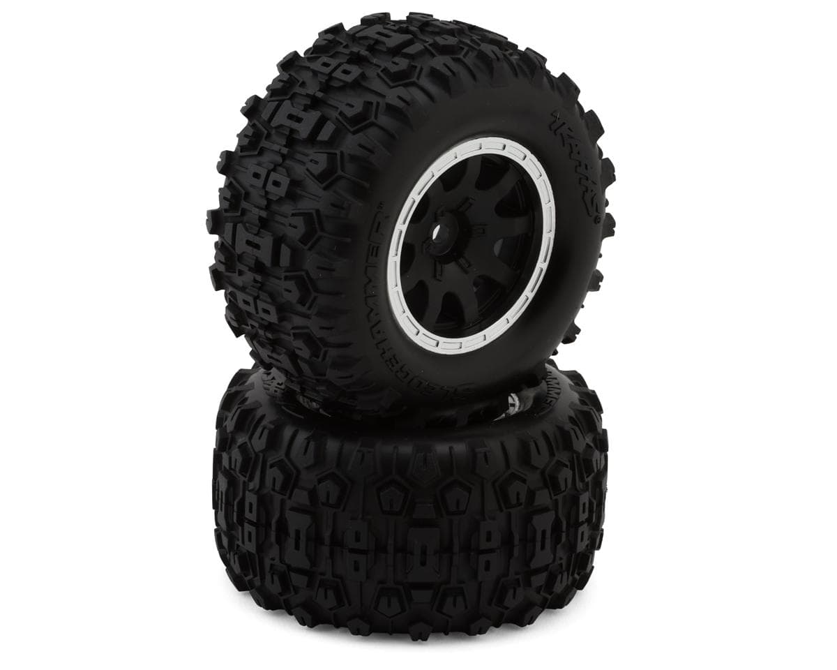 Traxxas Mini Maxx® Sledgehammer Front Pre-Mounted Tires (Black) (2)