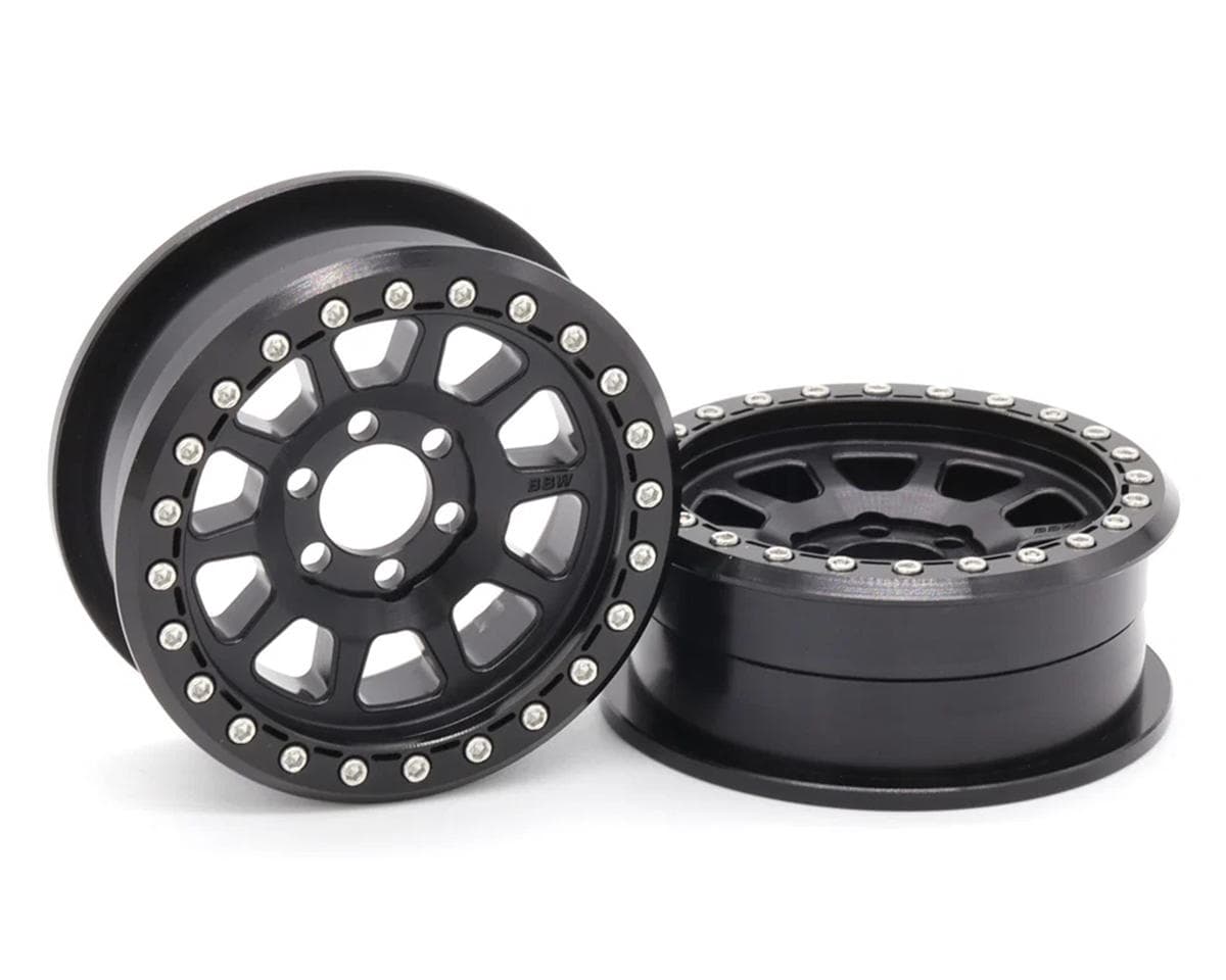 Vanquish Products 2.2" Battle Born Wheels Sierra CNC Aluminum Crawler Beadlock Wheels (Black) (2)