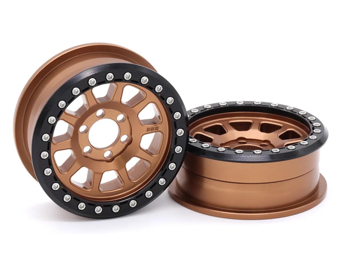 Vanquish Products 2.2" Battle Born Wheels Sierra CNC Aluminum Crawler Beadlock Wheels (Bronze) (2)