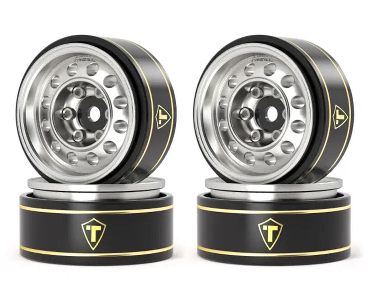 Treal Hobby Type K 1.0" 12-Hole Beadlock Classic Vintage Wagon Wheels (Silver) (4) (28.9g ea)